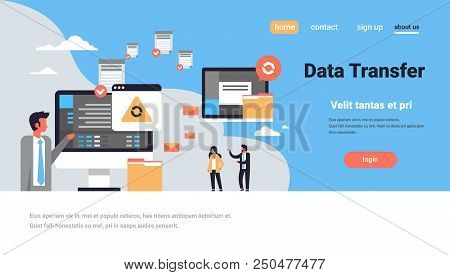 People Working Data Transfer Synchronization Computer Connection Database Access Transformation Tech