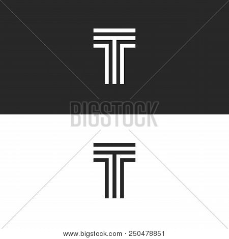 Simplest Logo T Letter Monogram, Capital Letter Initial Linear Minimal Style Typography Design Eleme