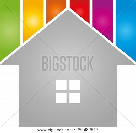 House and colors, real estate and painter logo