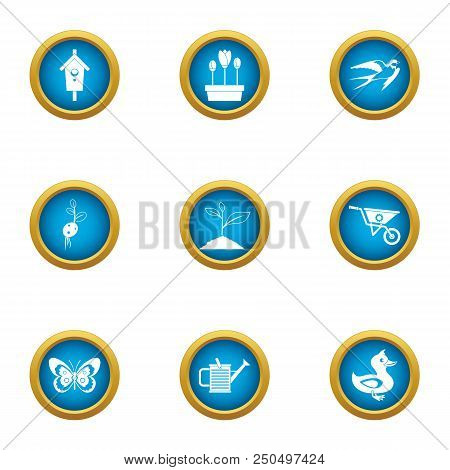 Birdhouse Icons Set. Flat Set Of 9 Birdhouse Vector Icons For Web Isolated On White Background
