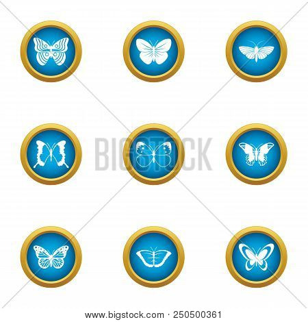 Butterfly Search Icons Set. Flat Set Of 9 Butterfly Search Vector Icons For Web Isolated On White Ba