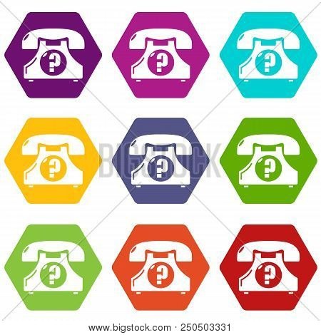 Retro Phone Icons 9 Set Coloful Isolated On White For Web