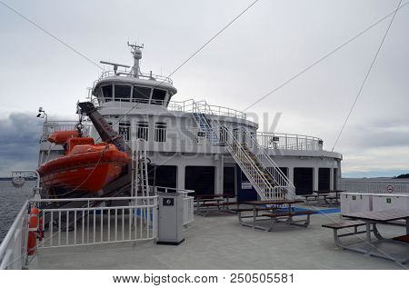 The Ferry from Horten to Moss connects Ostfold and Vestfold in Norway.June 22,2018. Moss,Norway