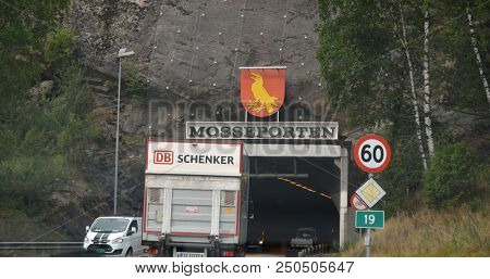 View the Moss sea port tunnel . June 22. 2018. Ostfold Region, Norway
