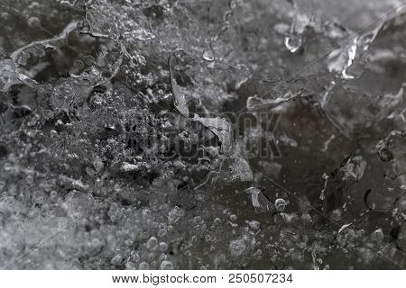 Macro Photo Of Glacier Ice With Gas Inclusions
