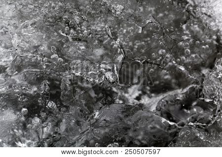 Macro Photo Of Glacier Ice With Gas Inclusions
