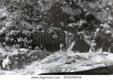 Macro Photo Of Glacier Ice With Gas Inclusions