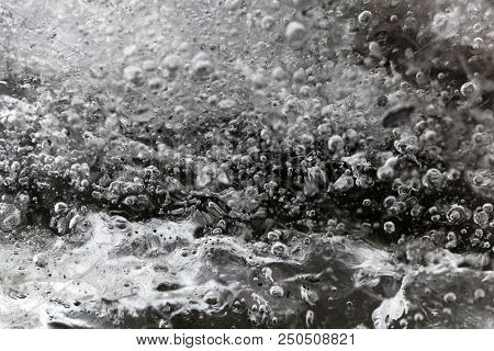 Macro Photo Of Glacier Ice With Gas Inclusions
