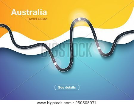 Road Trip And Journey Route Background. Modern Background With Travel Infographic. Winding Roads. Us