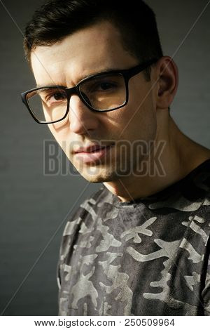 Business Vision. Poor Eyesight And Eye Healthcare. Barber Service In Barbershop. Businessman Groomin