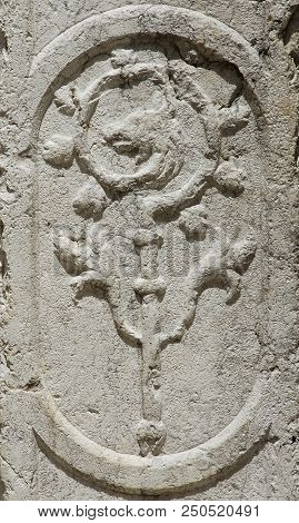 Crosier Head In The Shape Of A Wolf, Ancient Religious Stone Relief In Venice