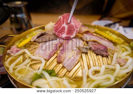 Thai Bbq Pig Meal Pan Food Hot