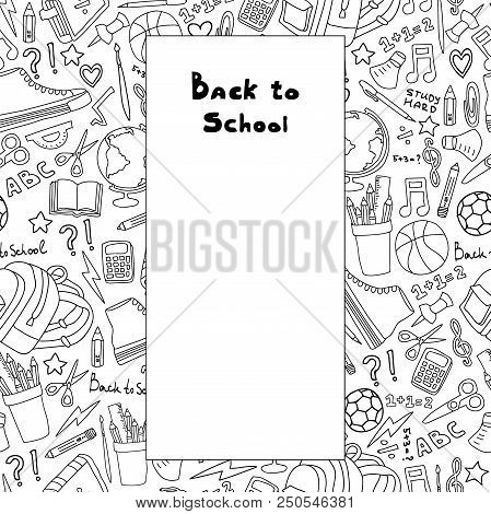 Back To School Hand Drawimng Set Of Study Supplies