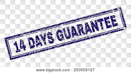 14 Days Guarantee Stamp Seal Print With Rubber Print Style And Double Framed Rectangle Shape. Stamp 