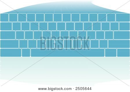 Blå tastatur flyver i fra horisonten
