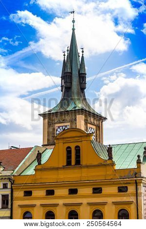 Green Roof Of St. Nicholas Church In The Quarter Of Mala Strana In Prague In Central Europe