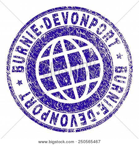 Burnie-devonport Stamp Print With Distress Effect. Blue Vector Rubber Seal Print Of Burnie-devonport