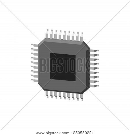 Cpu Processor Icon. Isolated On White Background. 3d Vector Illustration. Dimetric Projection.