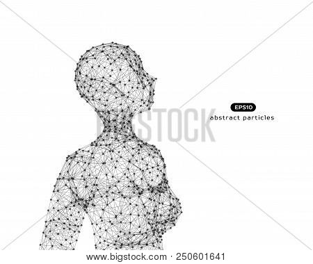 Abstract Vector Illustration Of Woman Looking Up. You Can Easily Change Color.