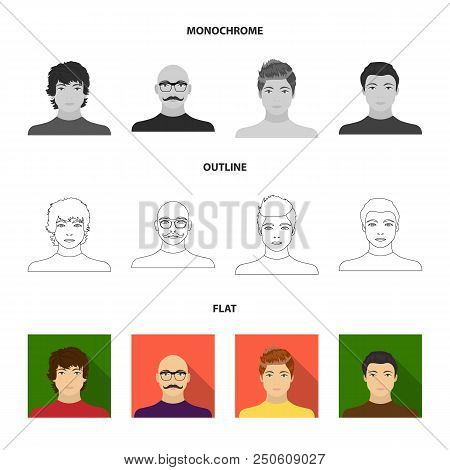 The Appearance Of The Young Guy, The Face Of A Bald Man With A Mustache In His Glasses. Face And App