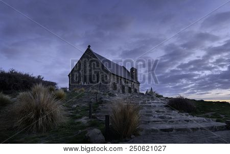 Church Of The Good Shepherd On Sunset, Lake Tekapo, New Zealand