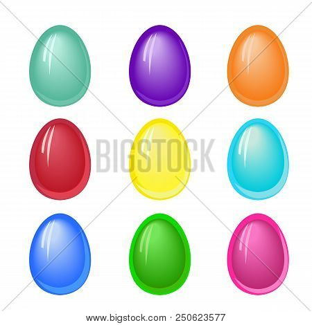 Set Of Plain Colored Easter Eggs With Jelly Effect