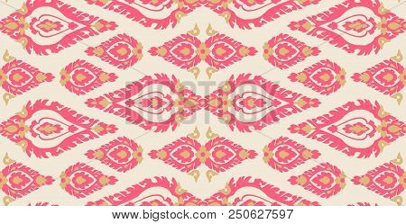 Thai Traditional Art Ornament, Seamless Pattern On Bright Backgr