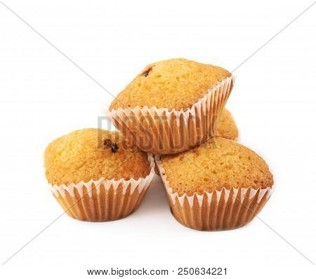 Chocolate Corn Muffin Isolated Over The White Background