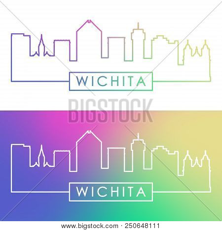 Wichita Skyline. Colorful Linear Style. Editable Vector File.