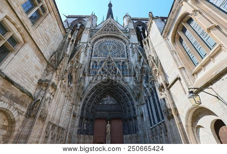 Rouen Cathedral Is A Roman Catholic Church In Rouen, Normandy, France. The Cathedral Is In The Gothi