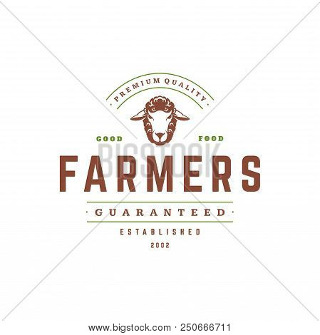Farmers Market Logo Template Vector Illustration. Farmer Logotype Or Badge Design. Trendy Retro Styl