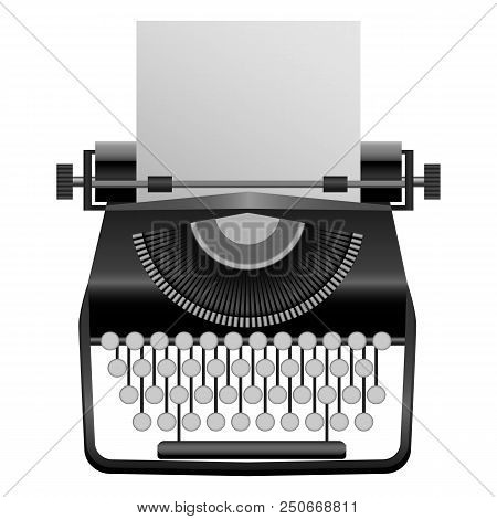 Retro Typewriter Mockup. Realistic Illustration Of Retro Typewriter Vector Mockup For Web Design Iso
