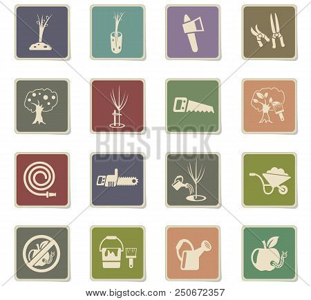 Gardening Web Icons - Paper Stickers For User Interface Design