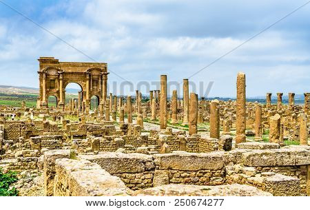 Timgad, Ruins Of A Roman-berber City, Unesco Heritage In Algeria.