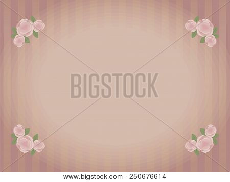 A Burgundy Striped Old Retro Vector Horizontal Card With A Blank Oval Area For The Inscription And A