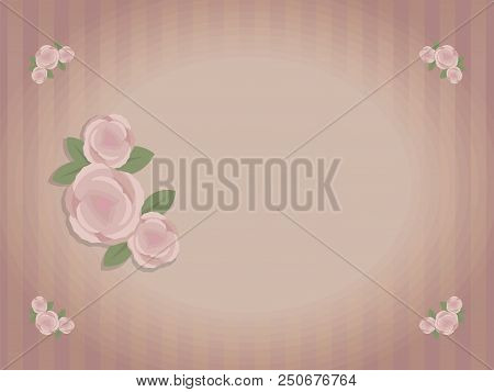 A Burgundy Striped Old Retro Vector Horizontal Card With A Blank Oval Area For The Inscription, A Pa