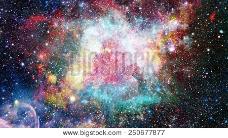 Colored Clouds In Nebula. Combined Version Of Hubble Space Telescope Image. Elements Of This Image F