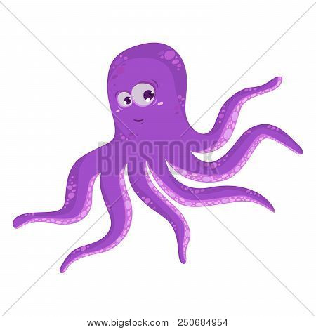 Octupus. Funny Cartoon Octopus. Vector Illustation Icon.