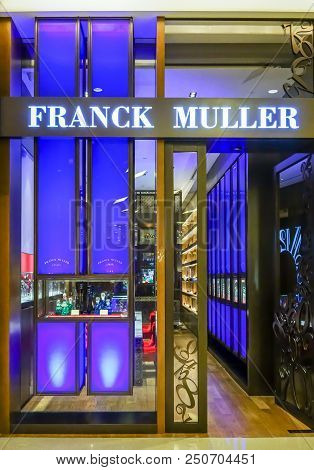 Franck Muller Shop At Siam Paragon, Bangkok, Thailand, May 9, 2018 : Luxury And Fashionable Brand Di