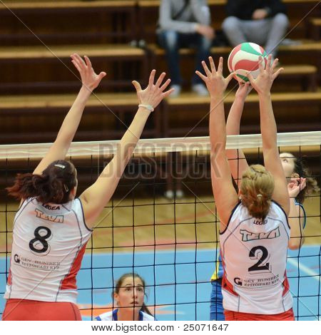 Jönköpings Södra, Ungern - 21 oktober: Oidentifierade spelare i aktion på en ungersk NB I. League volleybal