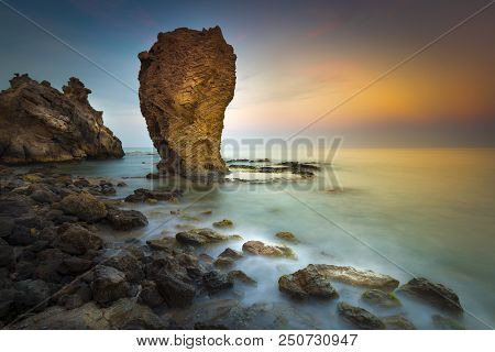 Beautiful Sunset At The Sombrerico Beach In Mojacar