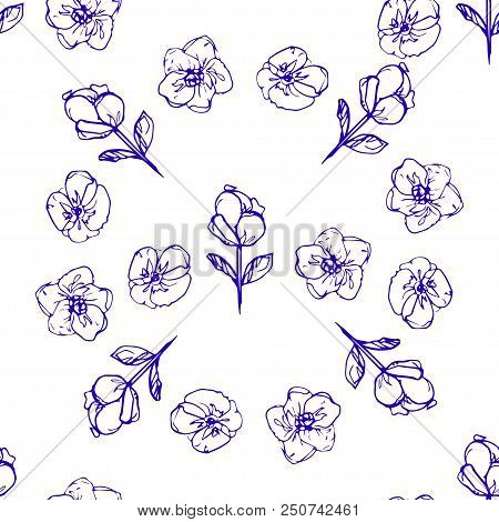 Hand Drawn Floral  Seamless Pattern Vector Illustration