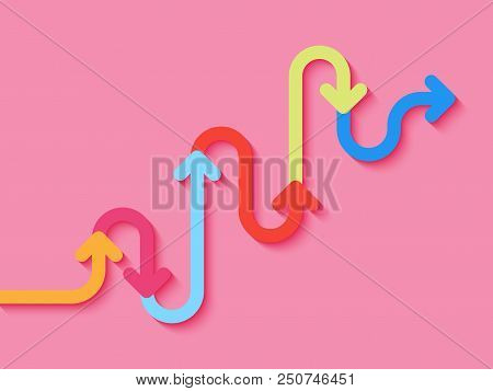 Road Way Location Infographic Template With A Phased Structure. Winding Road Timeline. Stylish Serpe