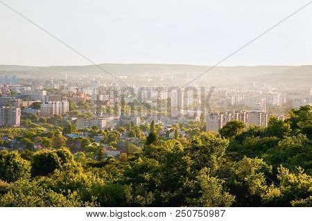 Saratov, Russia, View Of The Houses, The Volga River, The Bridge To Engels. The Landscape Of The Cit