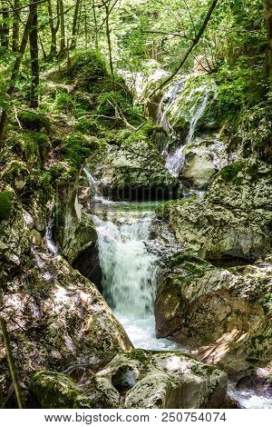 Idyllic Mountain River In Lepena Valley, Soca - Bovec Slovenia.