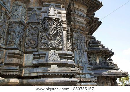 Ornate Wall Panel Reliefs Depicting, From Left, Sundari, Nagas, Shiva As Gajasurasamhara, Bramha And