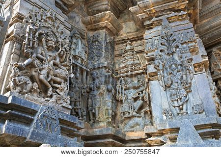 Ornate Wall Panel Reliefs Depicting, From Left, Narsimha, Sundari, Nagas, Vishnu As Varaha And Lord