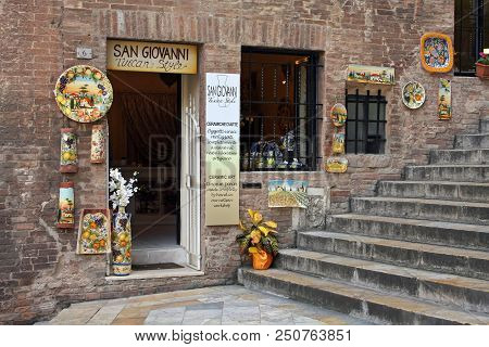 Siena, Italy - July 05, 2008: Sienese Ceramic Shop