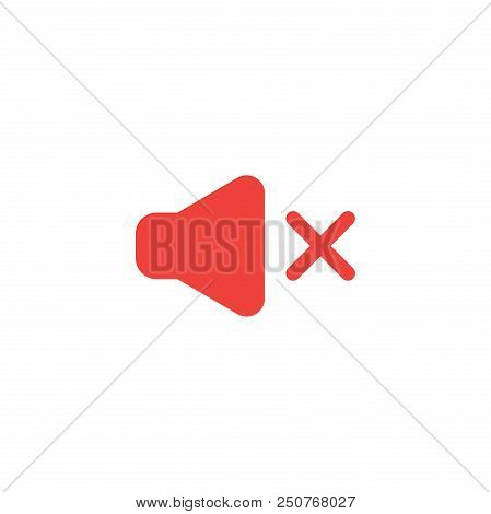 Flat Design Style Vector Illustration Concept Of Green Speaker Sound Off Icon On White Background.
