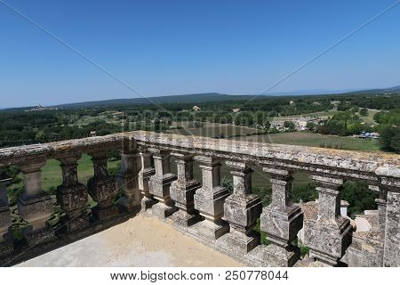 Grignan, France - July 17, 2018: Photography Showing A The Village Of Grignan And Its Surrounding Ar